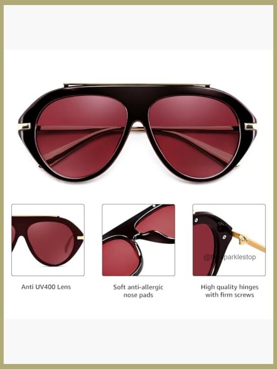 Retro Aviator Sunglasses Metal Frame UV400 Lenses Oversized Vintage main image 4